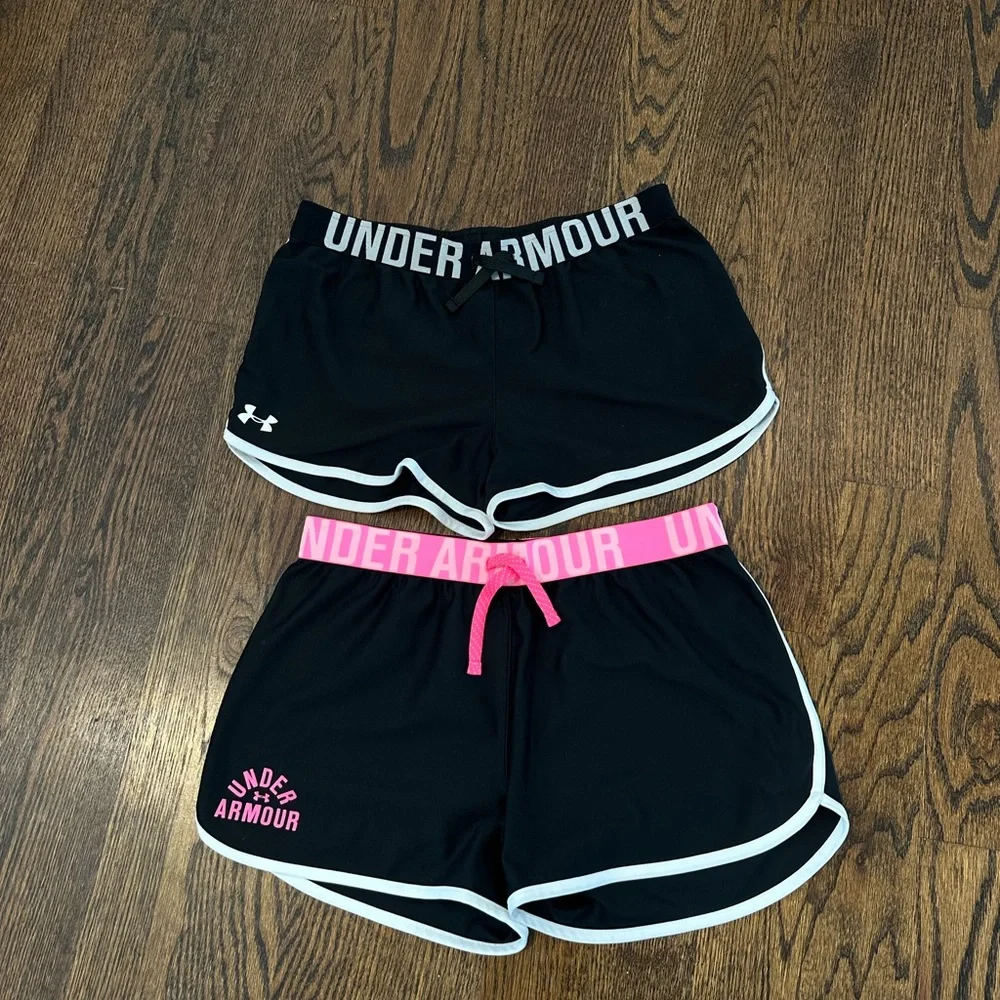 Girls Under Armour Athletic Shorts set of 2. Mint condition. Size youth XL. - Picture 2 of 9